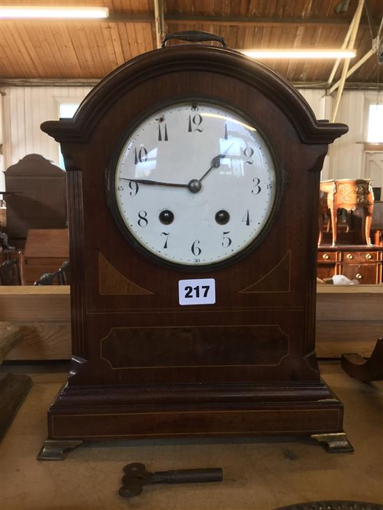 Edwardian inlaid mahogany eight day bracket clock